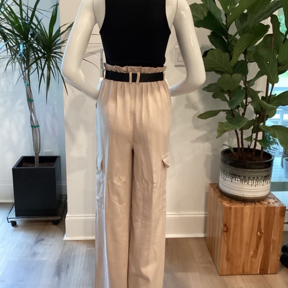 NWT MISSGUIDED TALL SIDE STRIPE TAN & BLACK WIDE LEG CARGO PANTS TROUSERS EU 38 - Picture 8 of 16